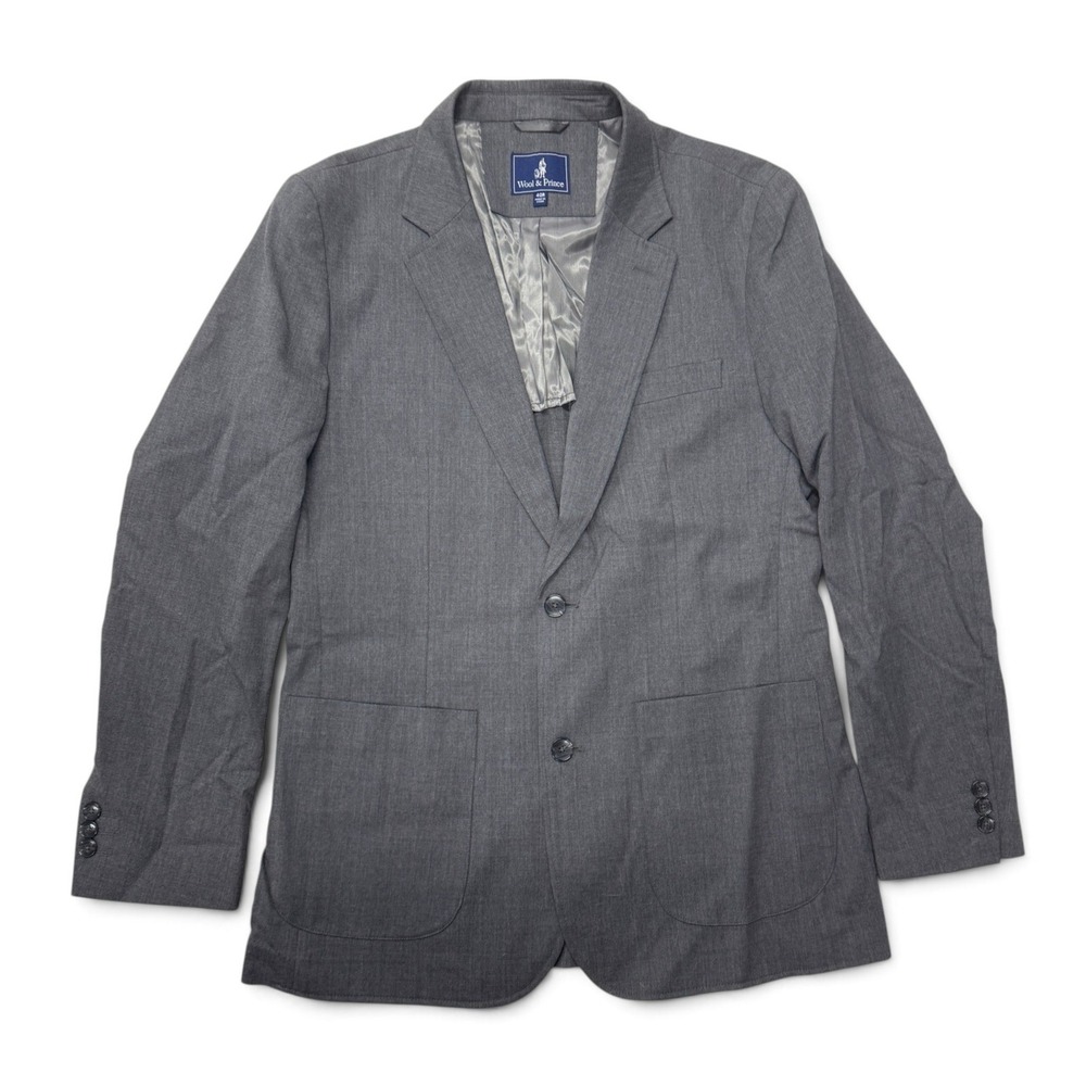 Wool & Prince Gray 2-Button Blazer 40R Tollegno 1900 3DWool Merino Jacket
